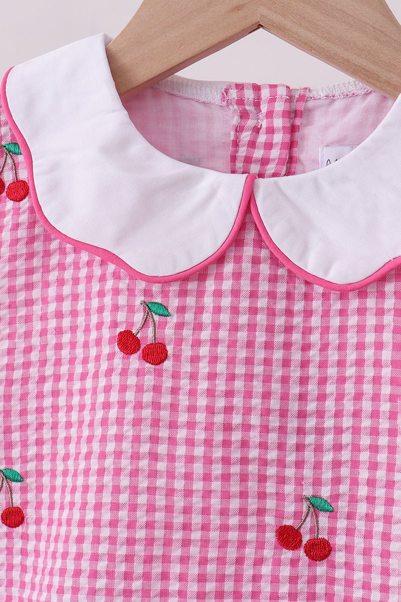 Pink cherry gingham bloomer set - Abbies Place