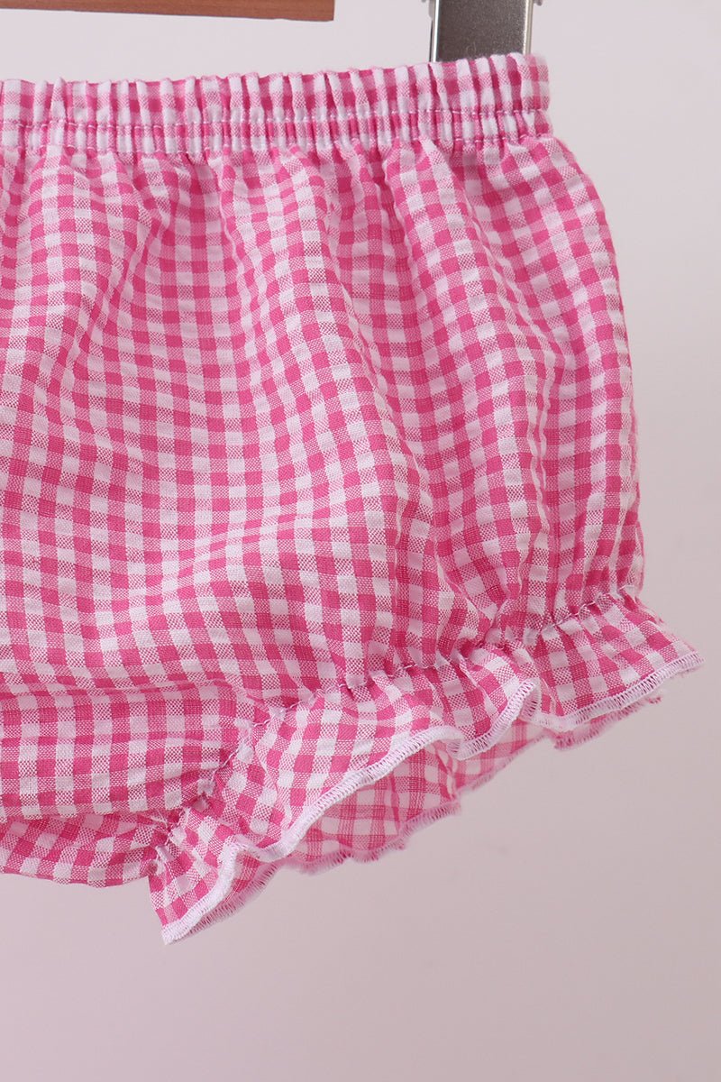 Pink cherry gingham bloomer set - Abbies Place