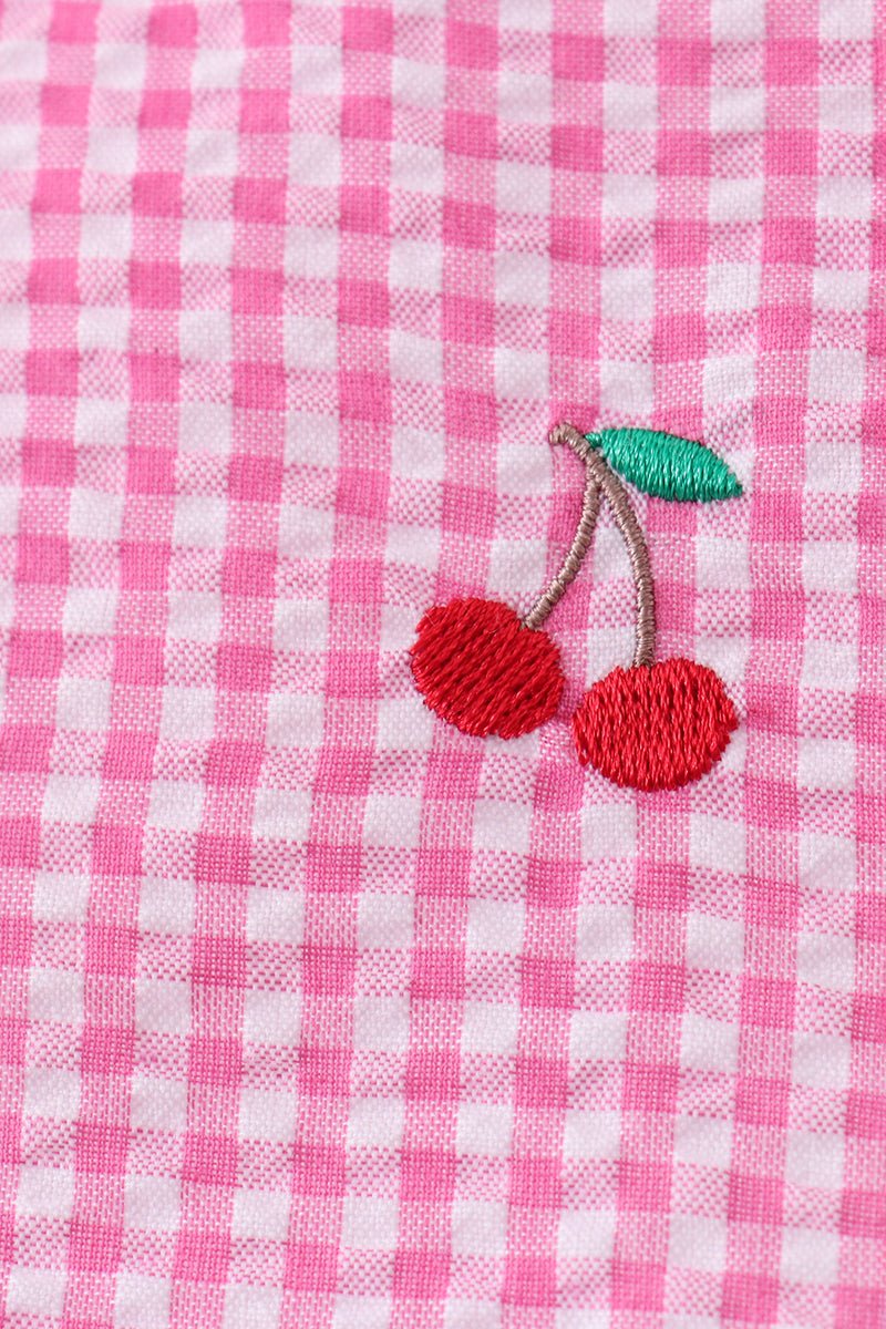 Pink cherry gingham shorts set - Abbies Place