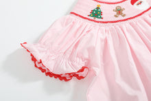 Load image into Gallery viewer, Pink Christmas Smocked Bishop Dress
