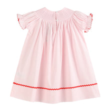 Load image into Gallery viewer, Pink Christmas Smocked Bishop Dress
