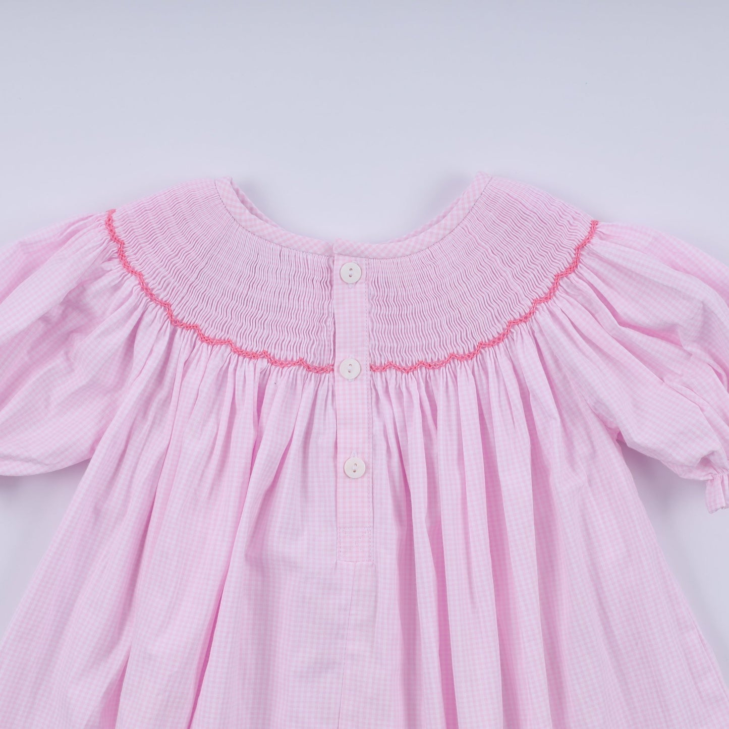 Pink christmas tree hand smocked dress - Abbies Place