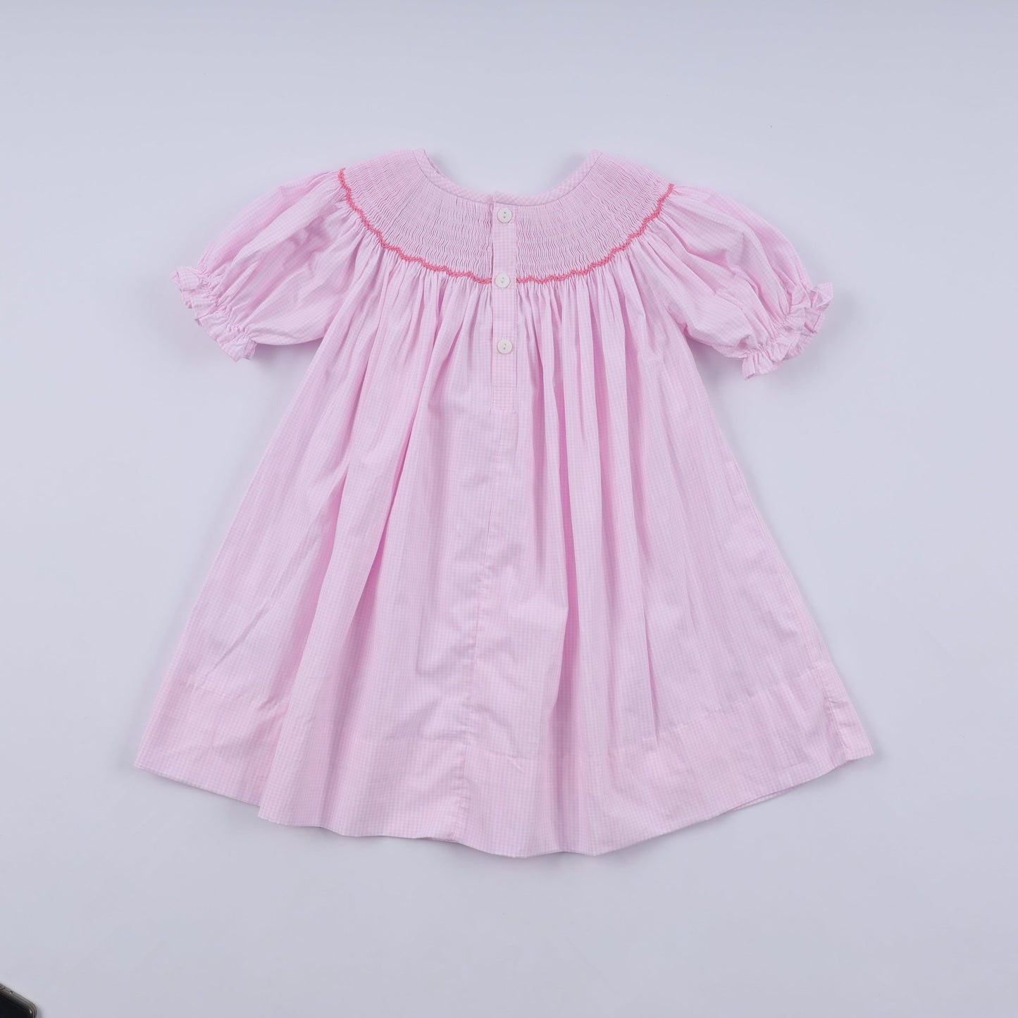 Pink christmas tree hand smocked dress - Abbies Place