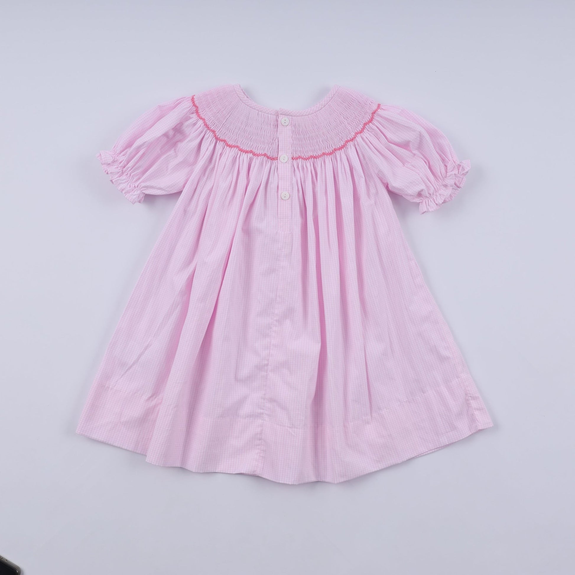 Pink christmas tree hand smocked dress - Abbies Place