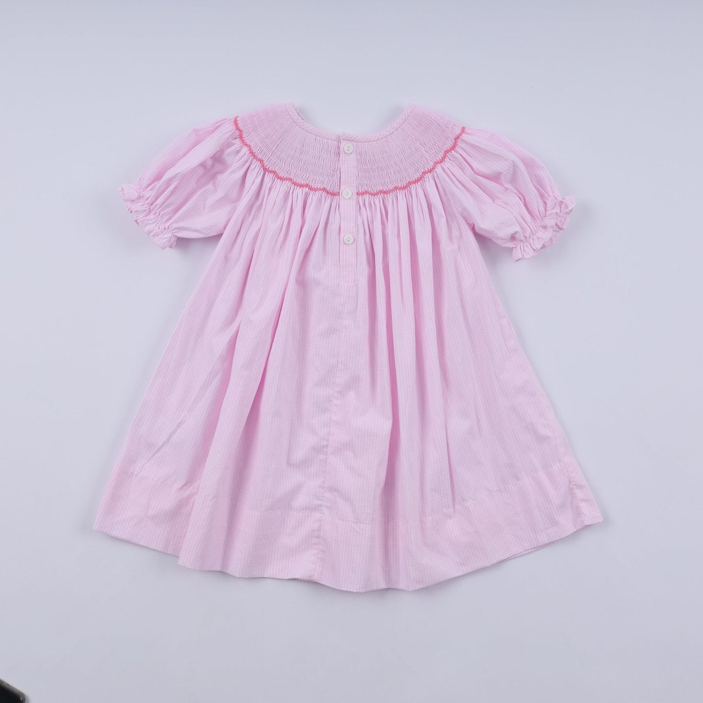 Pink christmas tree hand smocked dress - Abbies Place