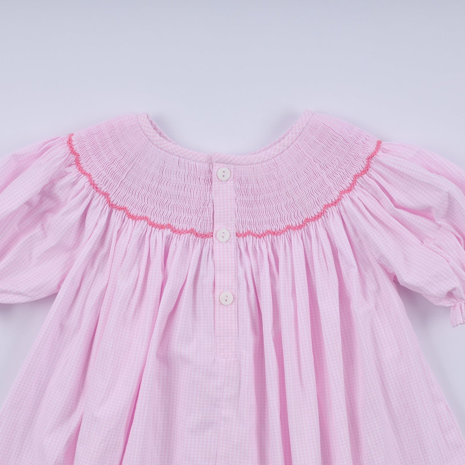 Pink christmas tree hand smocked dress - Abbies Place