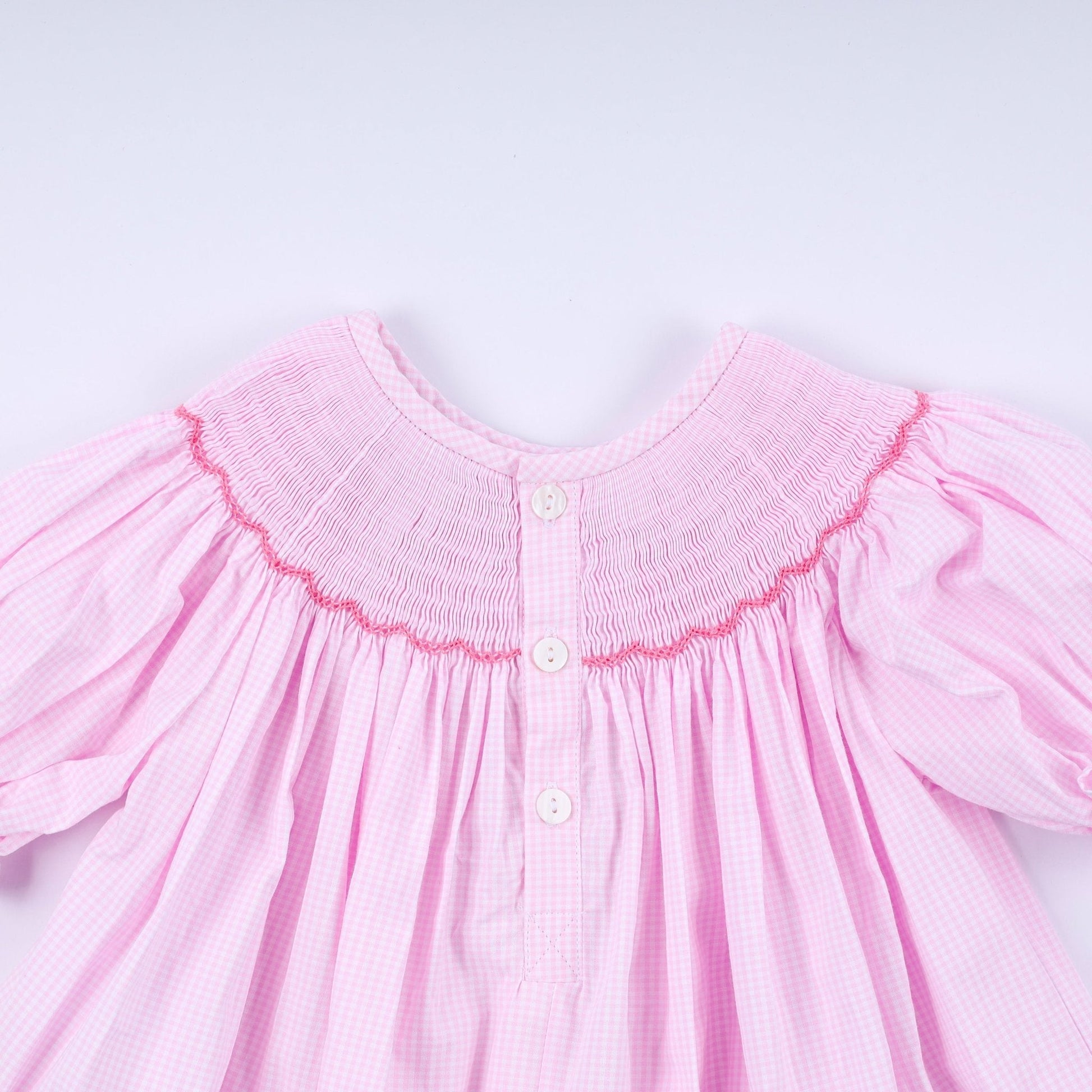 Pink christmas tree hand smocked ruffle pants set - Abbies Place