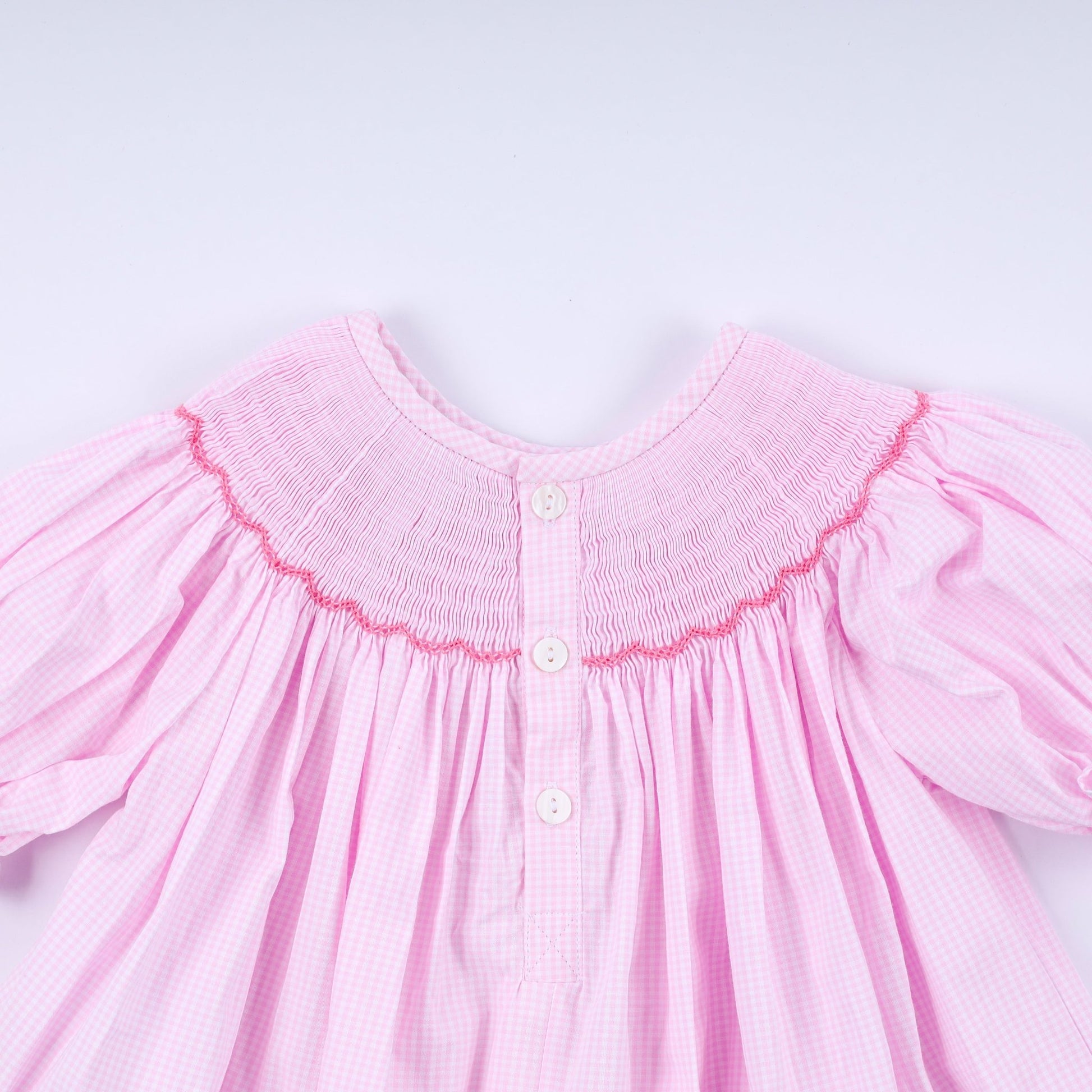 Pink christmas tree hand smocked ruffle pants set - Abbies Place
