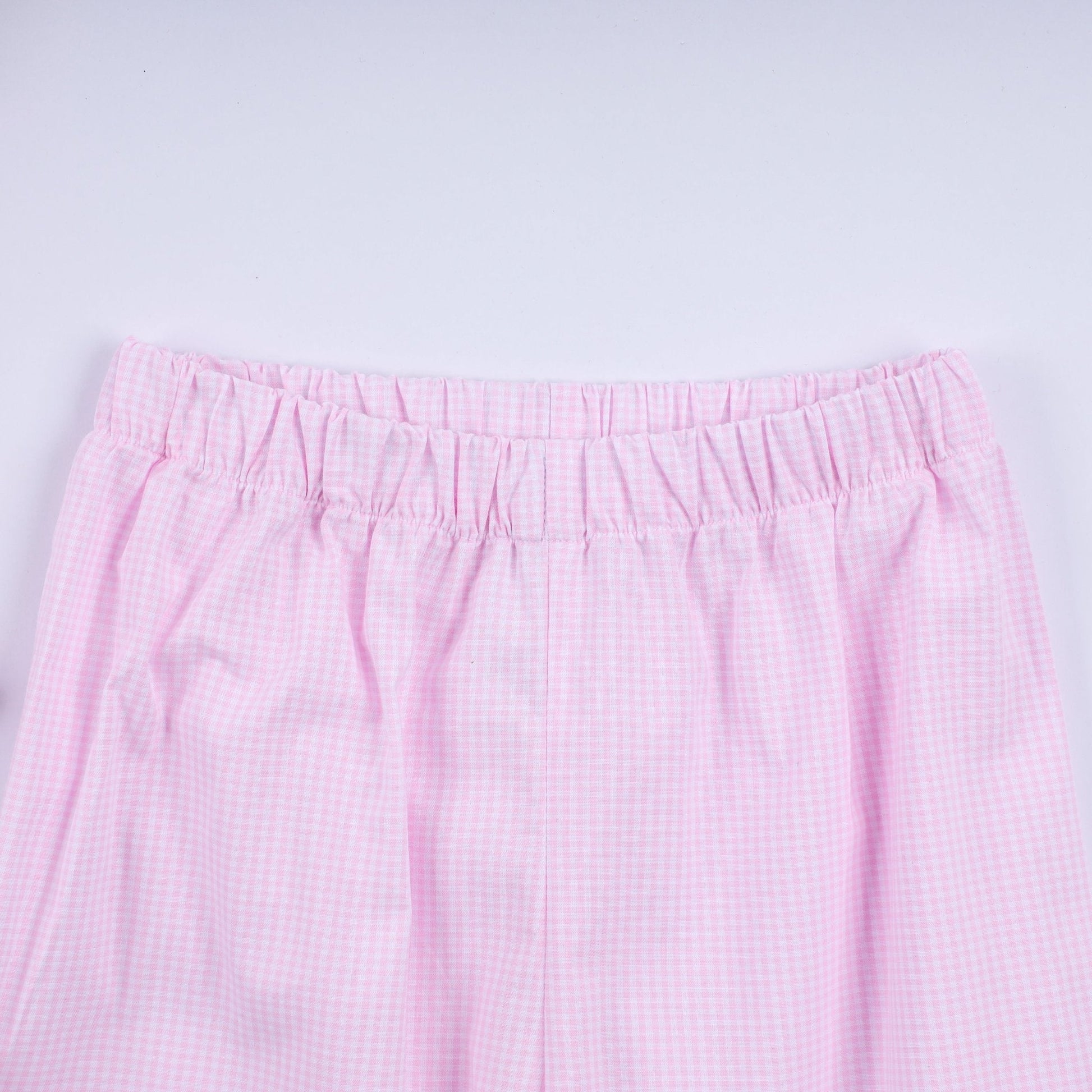 Pink christmas tree hand smocked ruffle pants set - Abbies Place