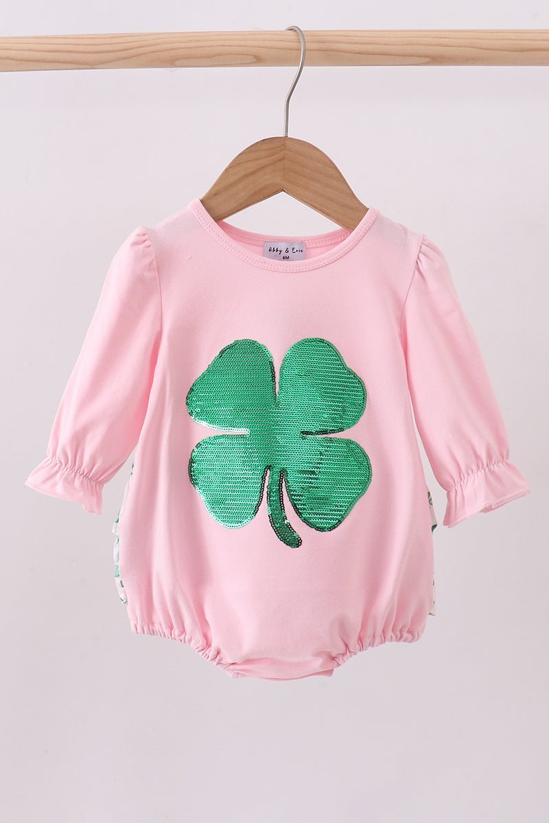 Pink clover glitter ruffle bubble - Abbies Place