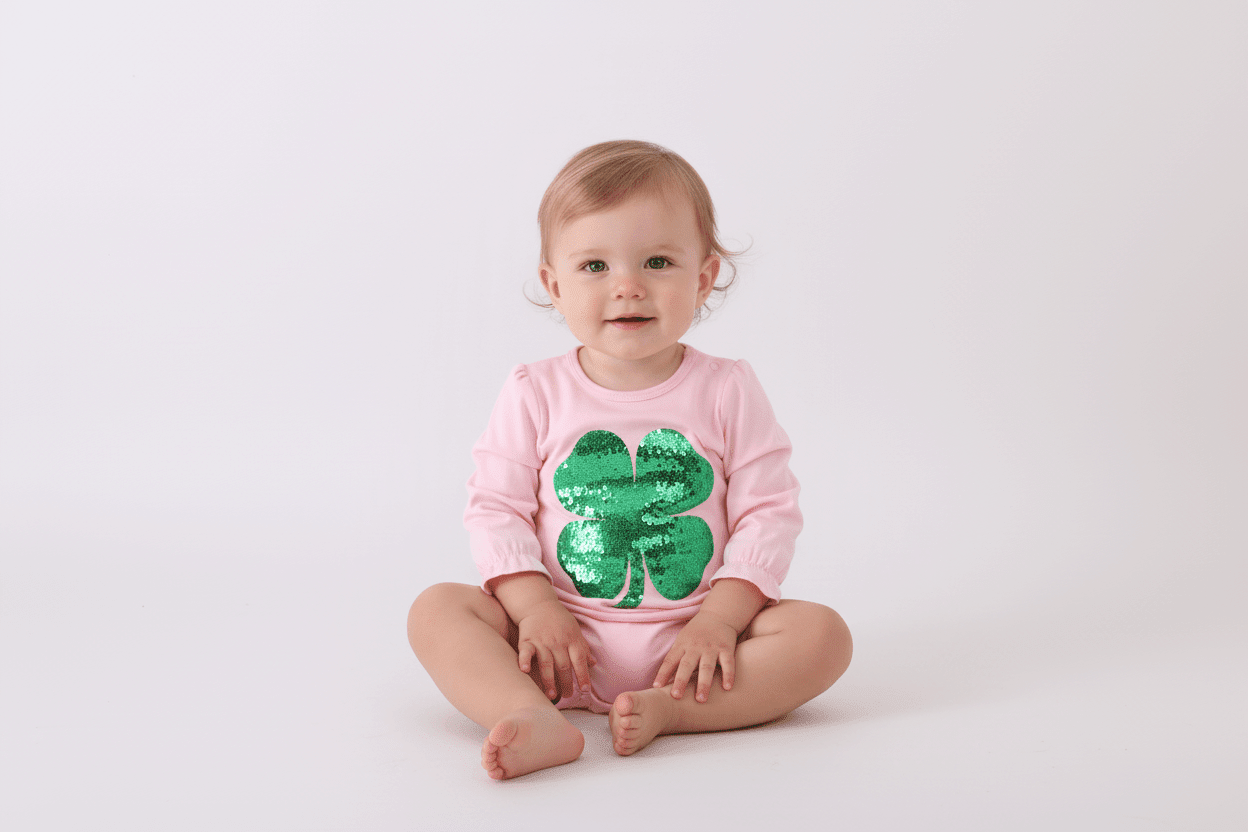Pink clover glitter ruffle bubble - Abbies Place