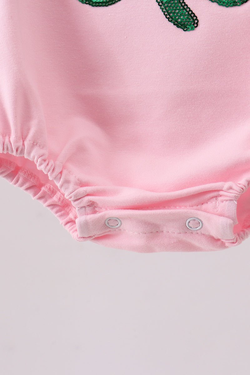 Pink clover glitter ruffle bubble - Abbies Place