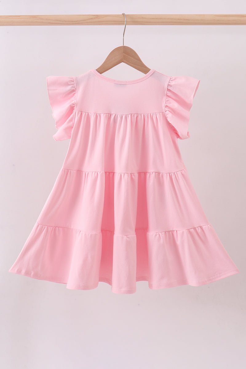 Pink clover sequin ruffle tiered dress - Abbies Place