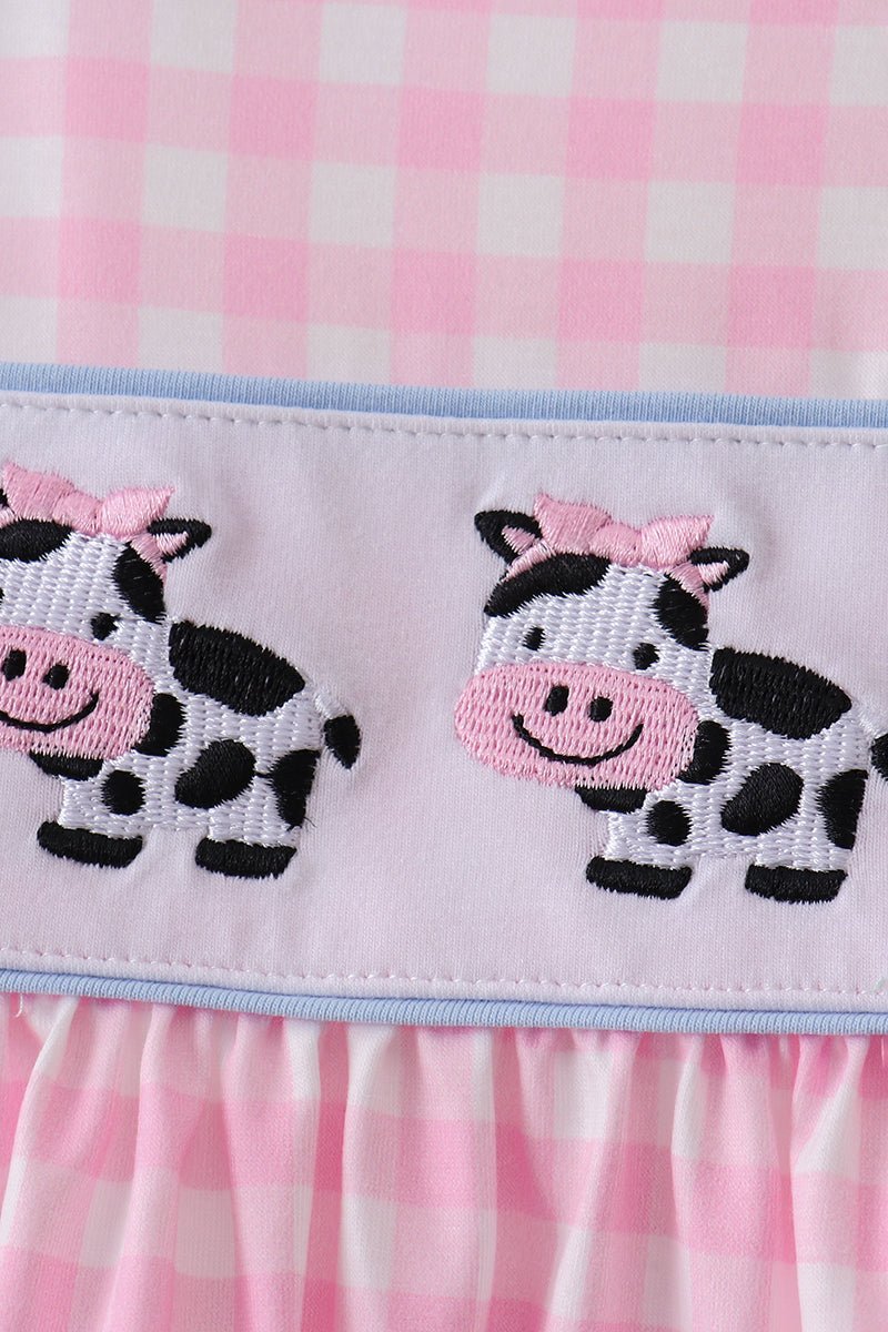 Pink Cow Embroidered Set - Abbies Place