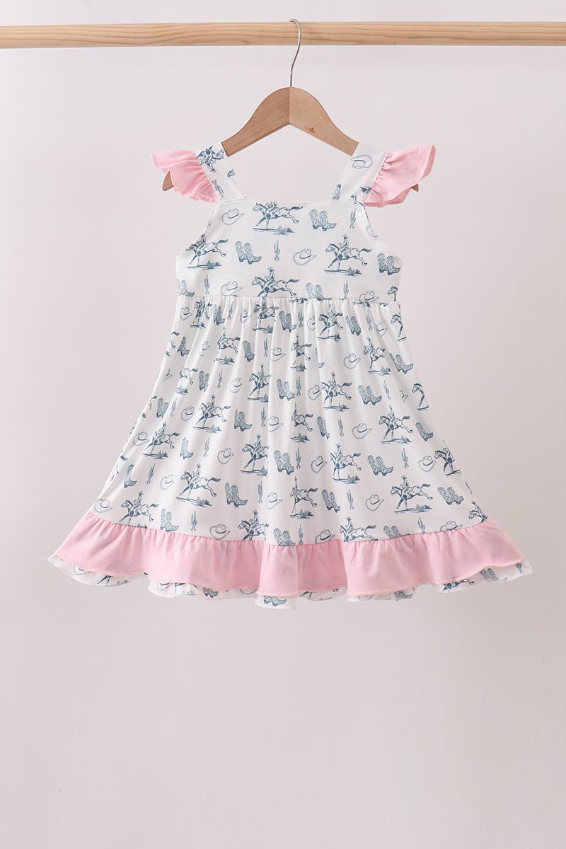 Pink Cowboy Ruffle Dress - Abbies Place