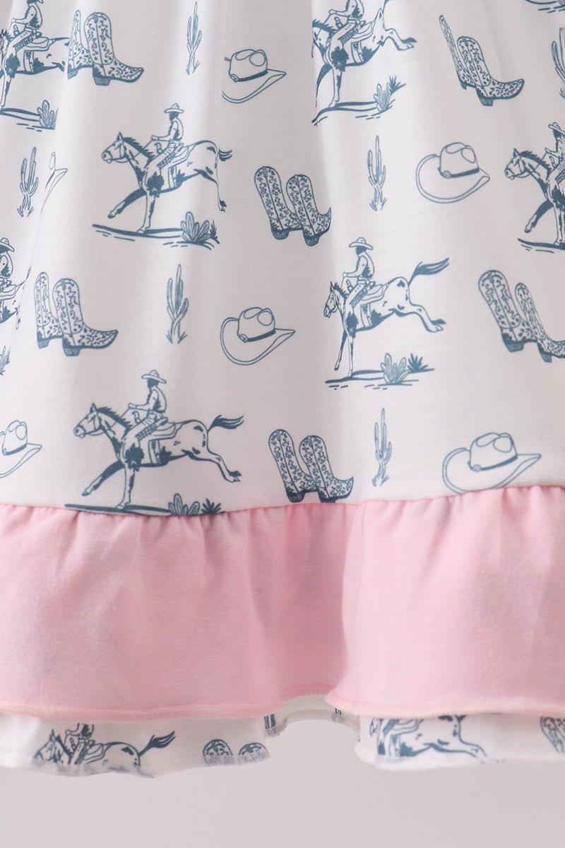 Pink Cowboy Ruffle Dress - Abbies Place