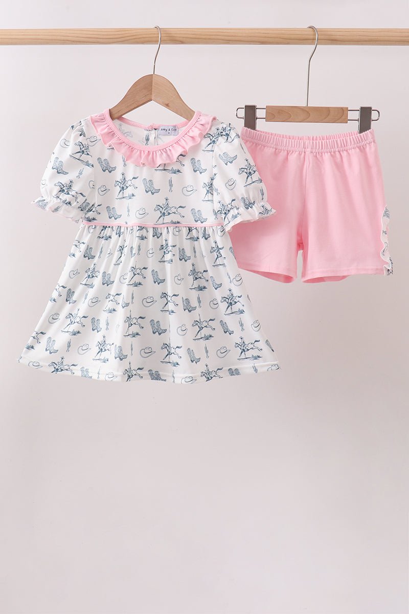 Pink Cowboy Ruffle Set - Abbies Place