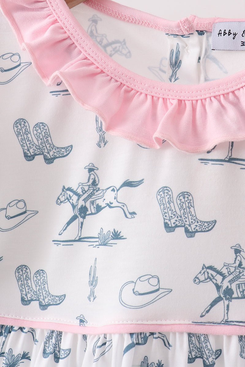 Pink Cowboy Ruffle Set - Abbies Place