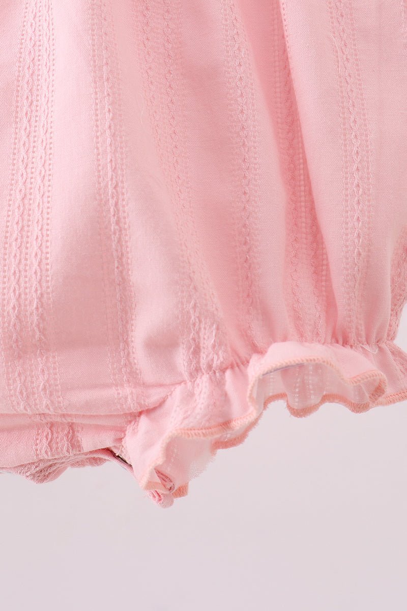 Pink cross jacquard embroidery ruffle bubble - Abbies Place