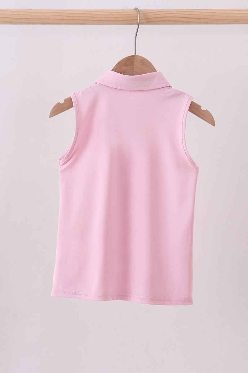 Pink everyday Knit Collared Tank - Abbies Place