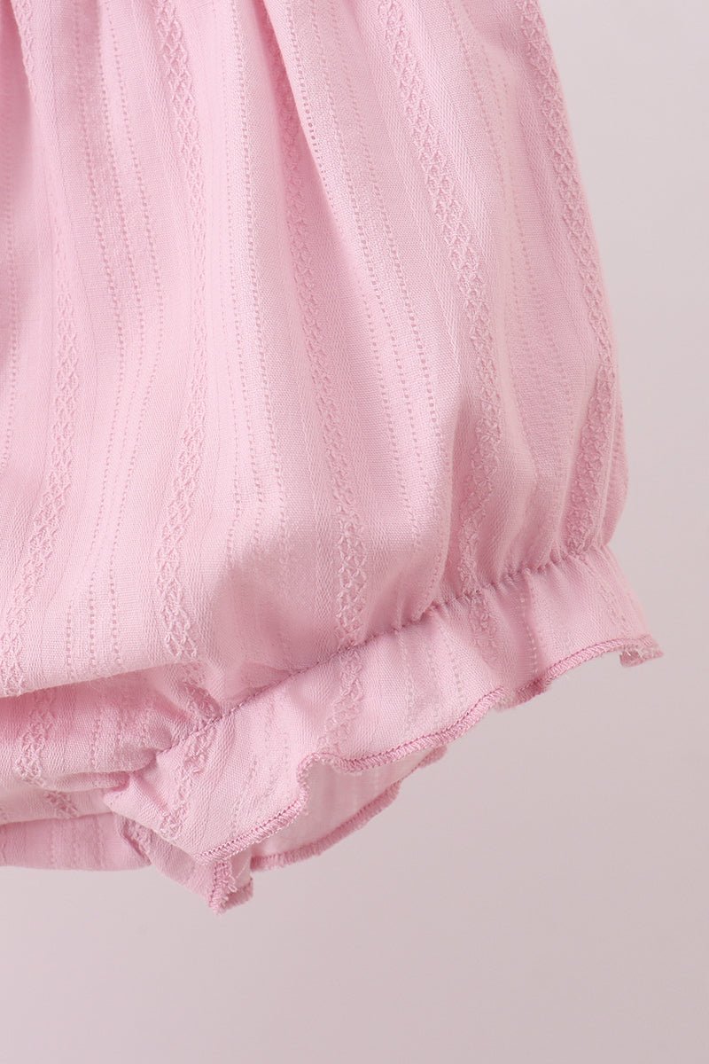 Pink fireworks flag smocked jacquard scalloped ruffle bloomer set - Abbies Place