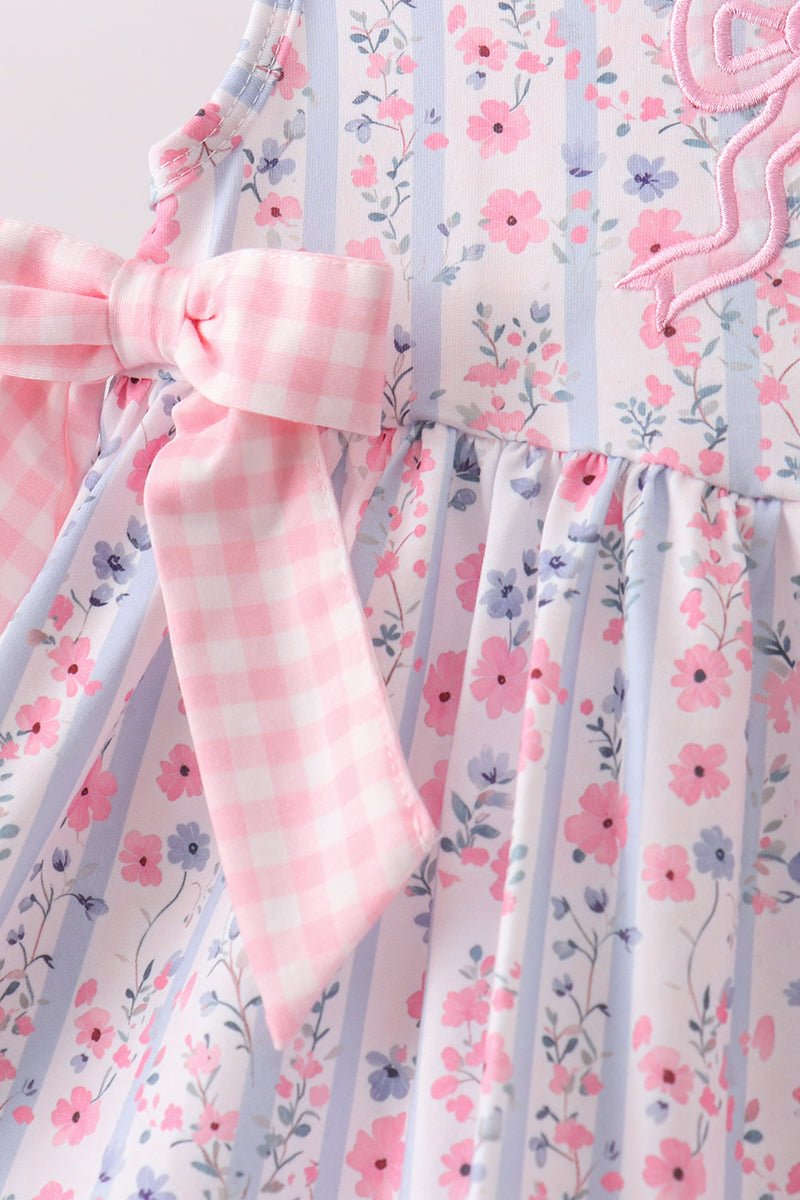 Pink Floral Applique Bow Bloomer Set - Abbies Place