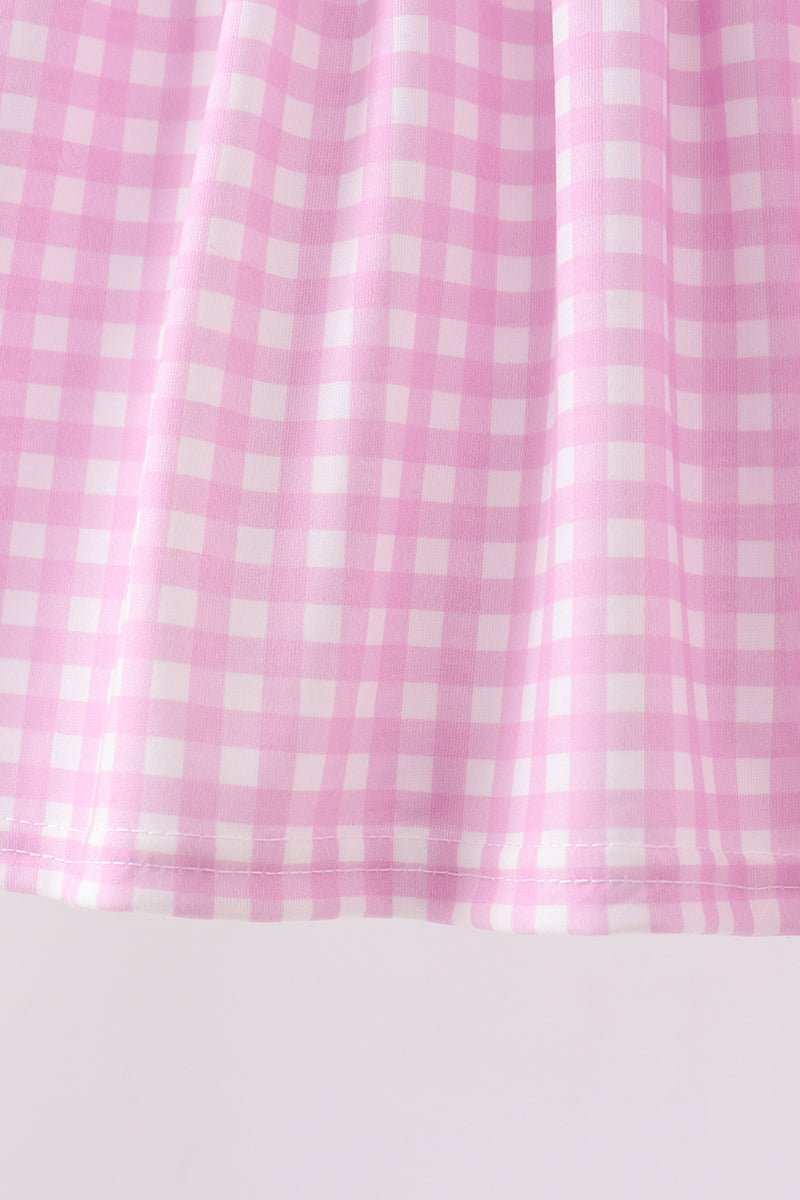 Pink floral bow smocked ruffle shorts set - Abbies Place