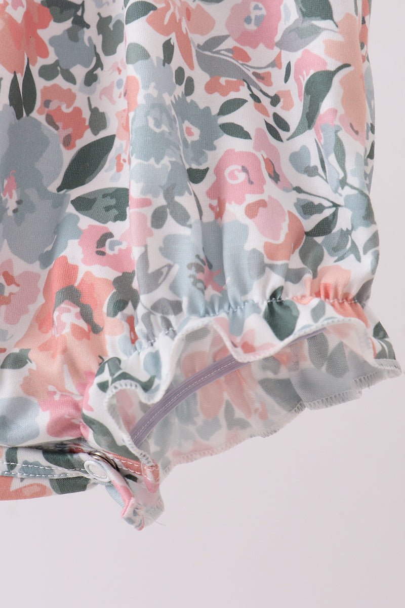 Pink Floral Smocked Bubble - Abbies Place
