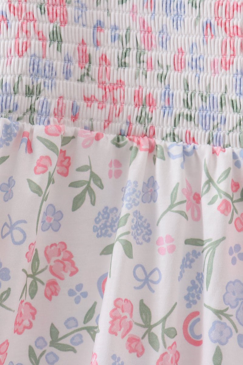 Pink floral smocked mom dress - Abbies Place