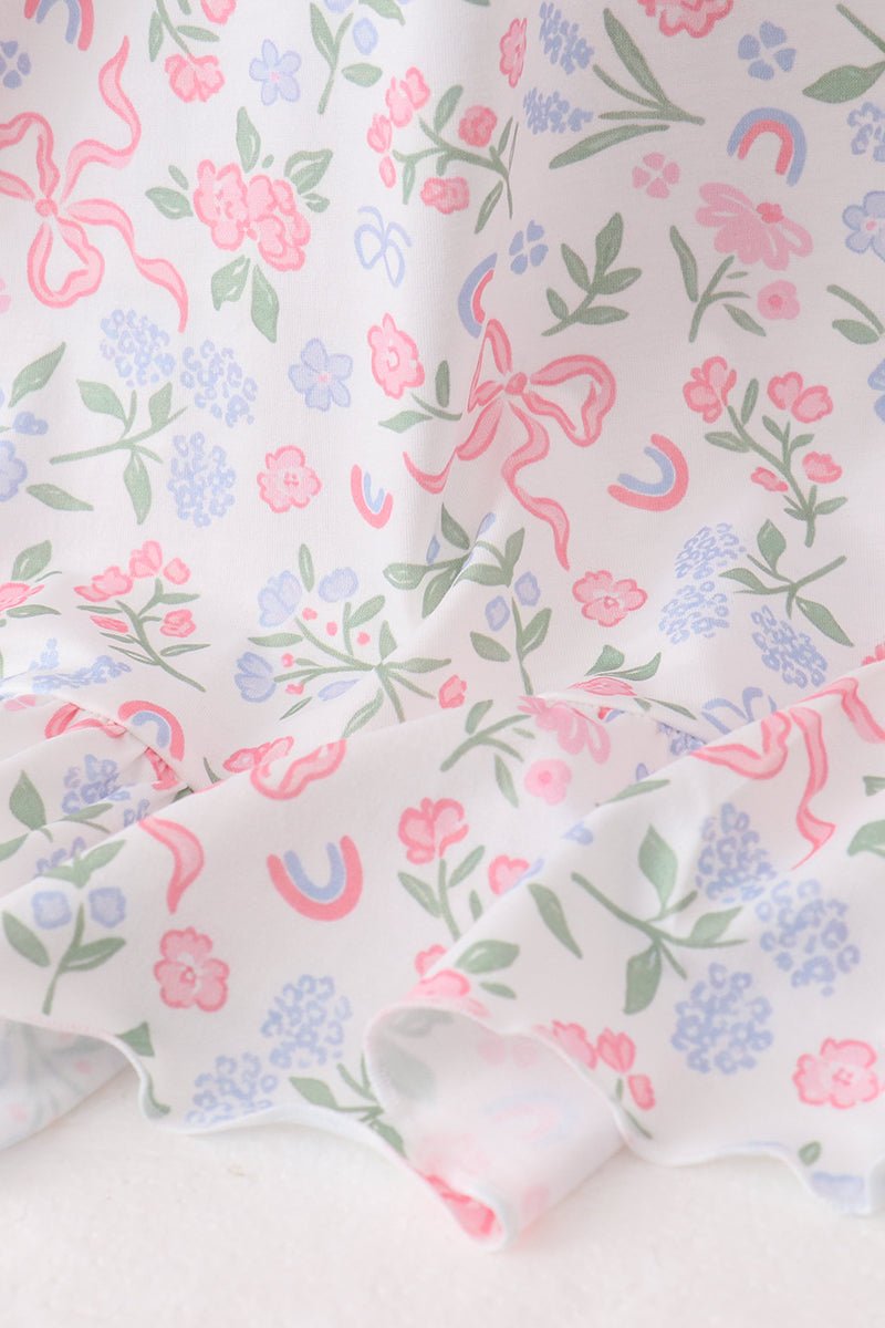 Pink floral smocked mom dress - Abbies Place