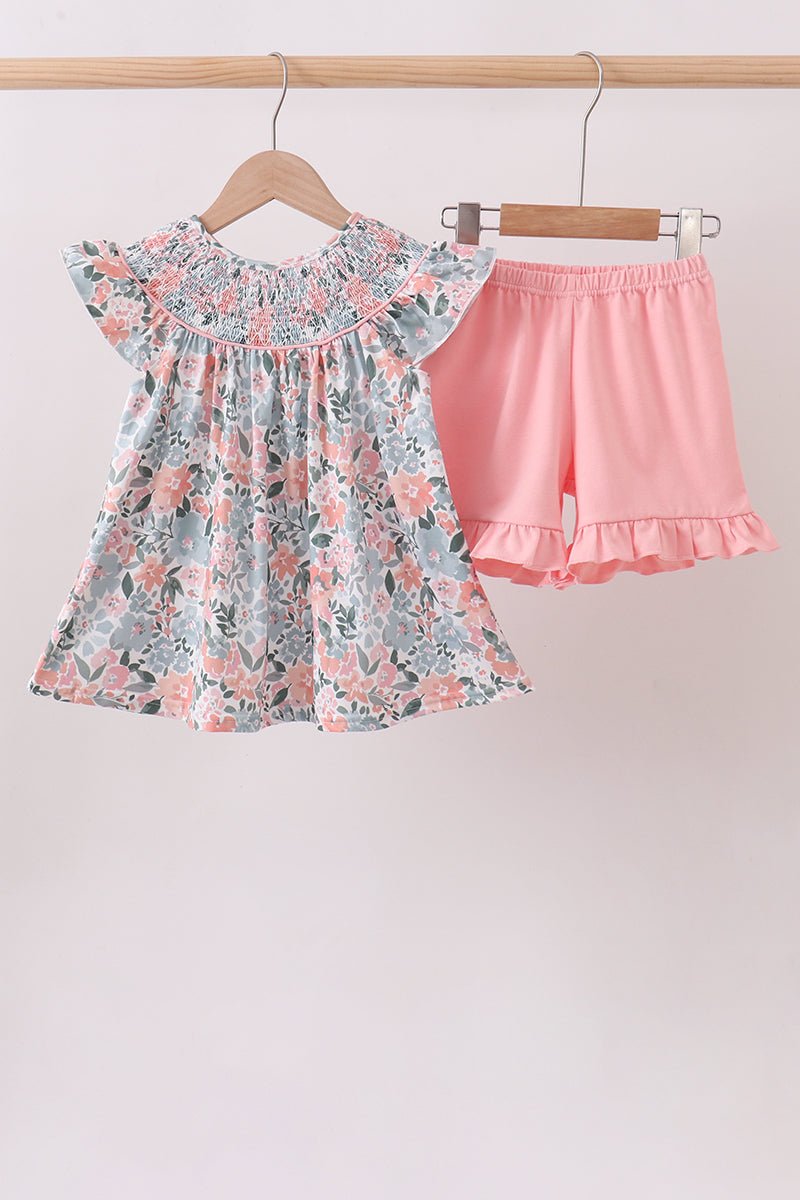 Pink Floral Smocked Set - Abbies Place