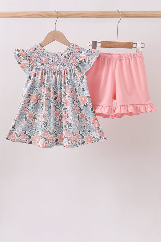 Pink Floral Smocked Set - Abbies Place
