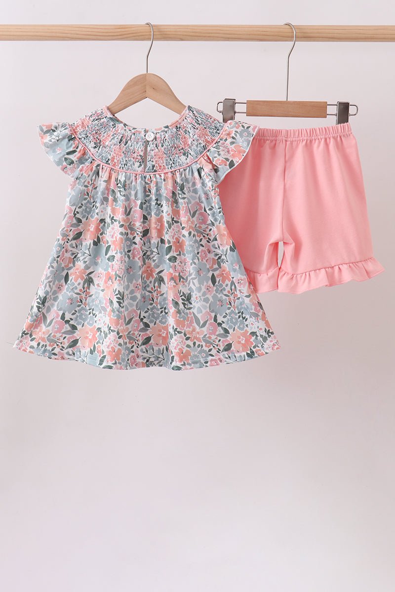 Pink Floral Smocked Set - Abbies Place