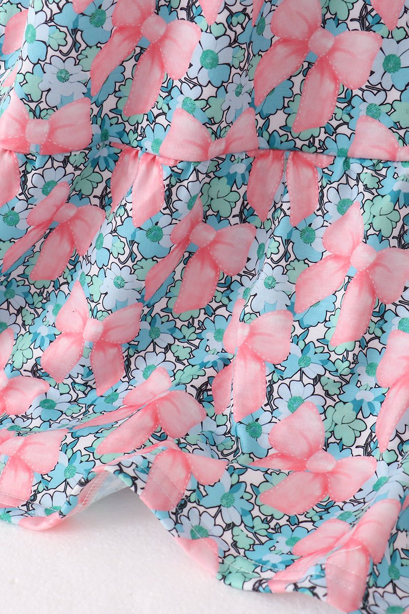 Pink floral smocked tiered dress - Abbies Place