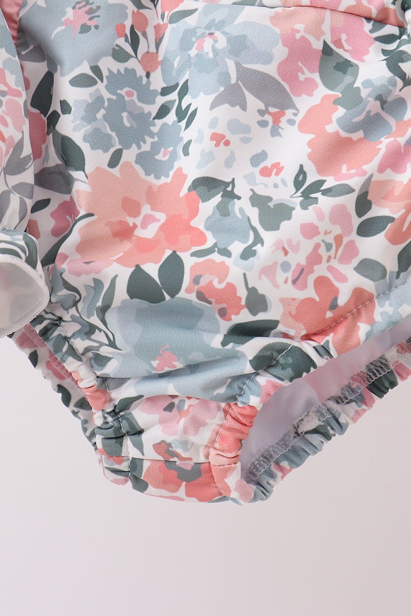 Pink Floral Smocked UPF Swim Set - Abbies Place