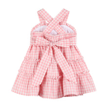 Load image into Gallery viewer, Pink Gingham Check Layered Sundress
