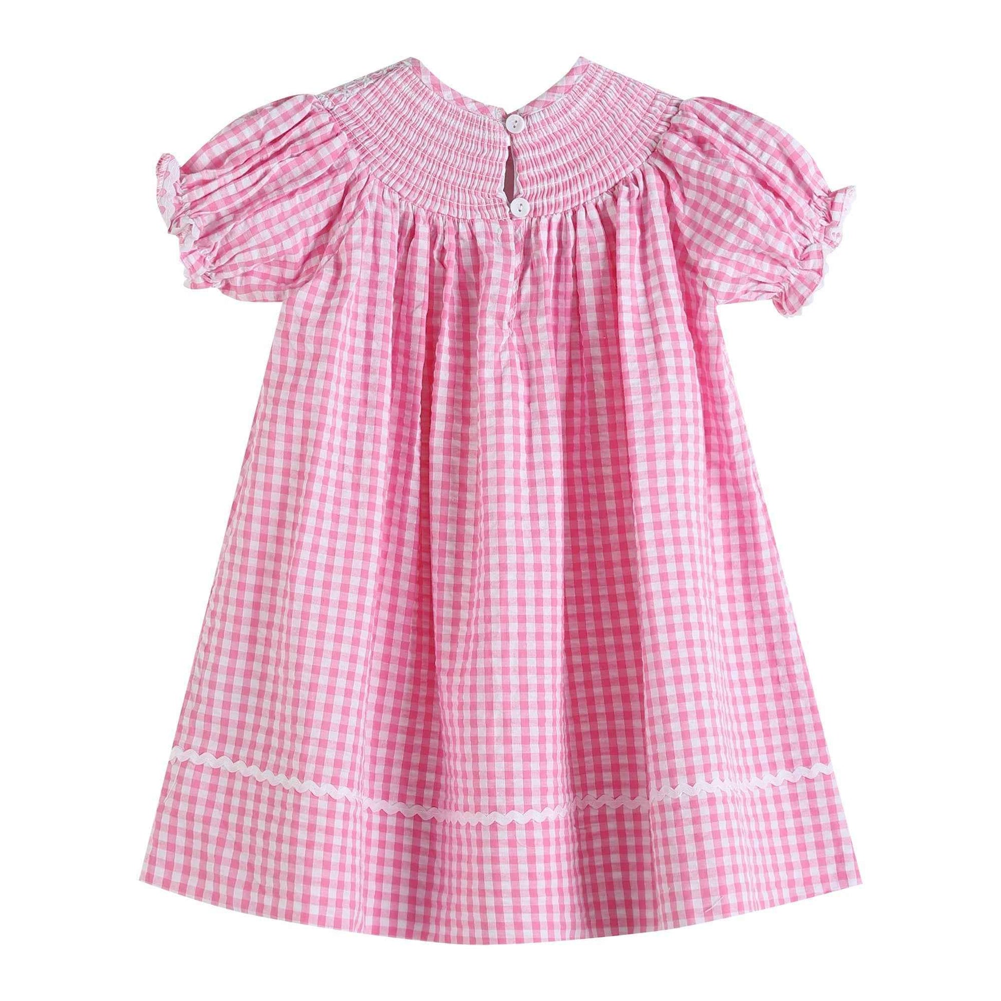 Pink Gingham Classic Smocked Bishop Dress - Abbies Place