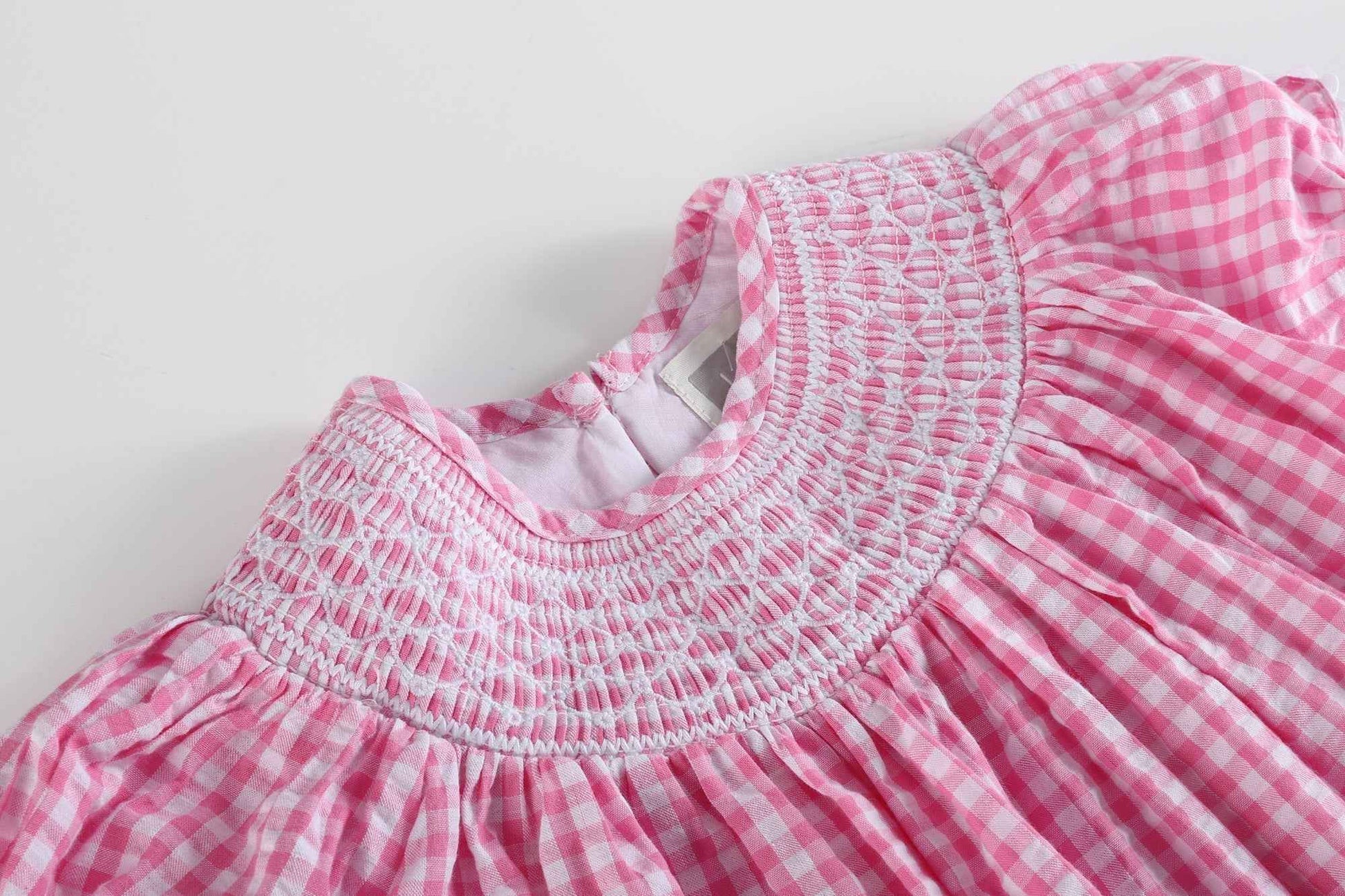 Pink Gingham Classic Smocked Bishop Dress - Abbies Place
