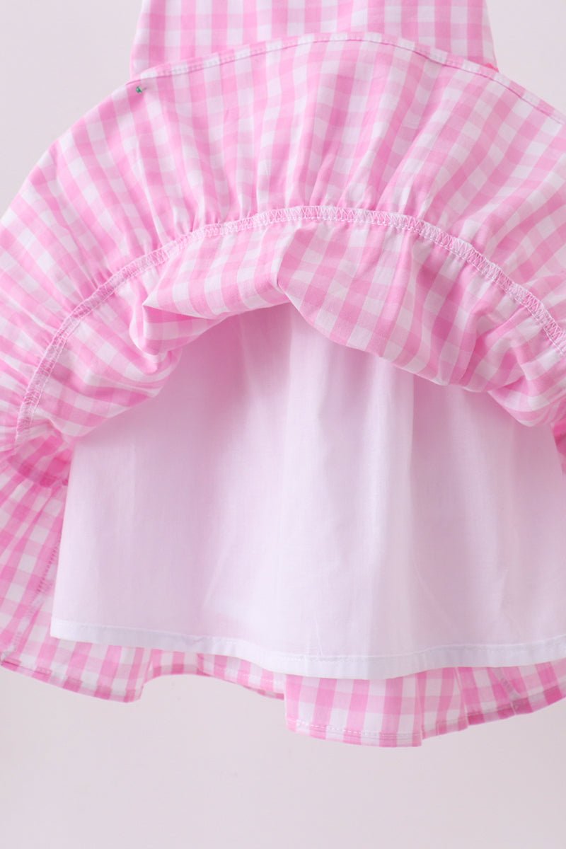Pink gingham ruffle tiered dress - Abbies Place
