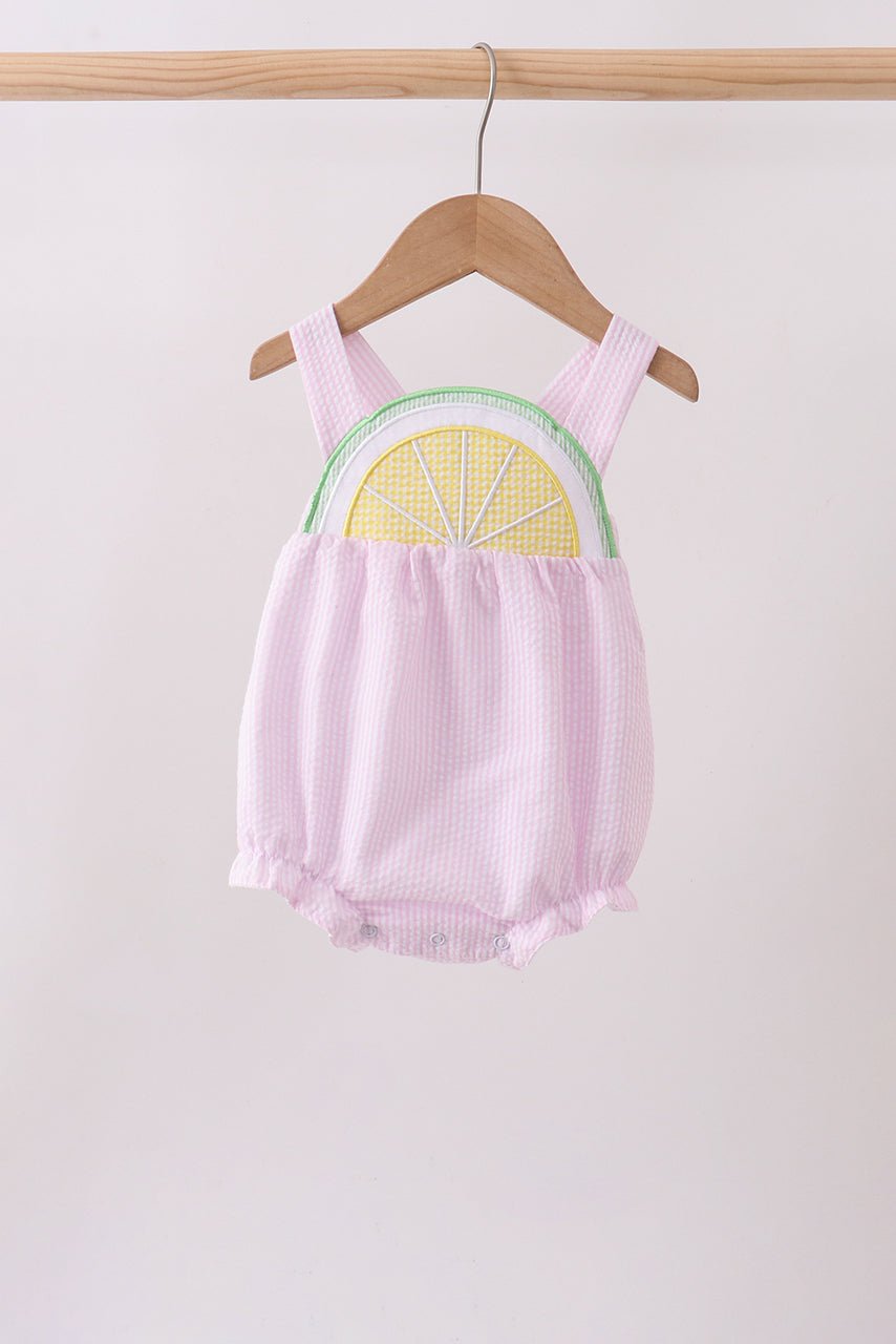 Pink lemon ruffle gingham bubble - Abbies Place