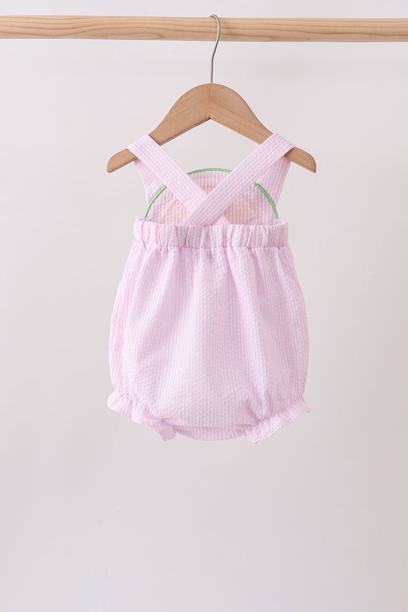 Pink lemon ruffle gingham bubble - Abbies Place