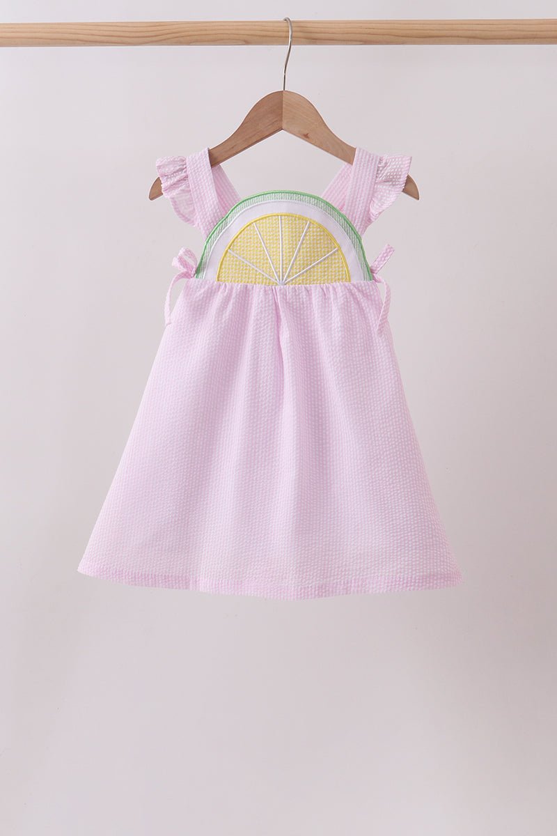 Pink lemon ruffle gingham dress - Abbies Place