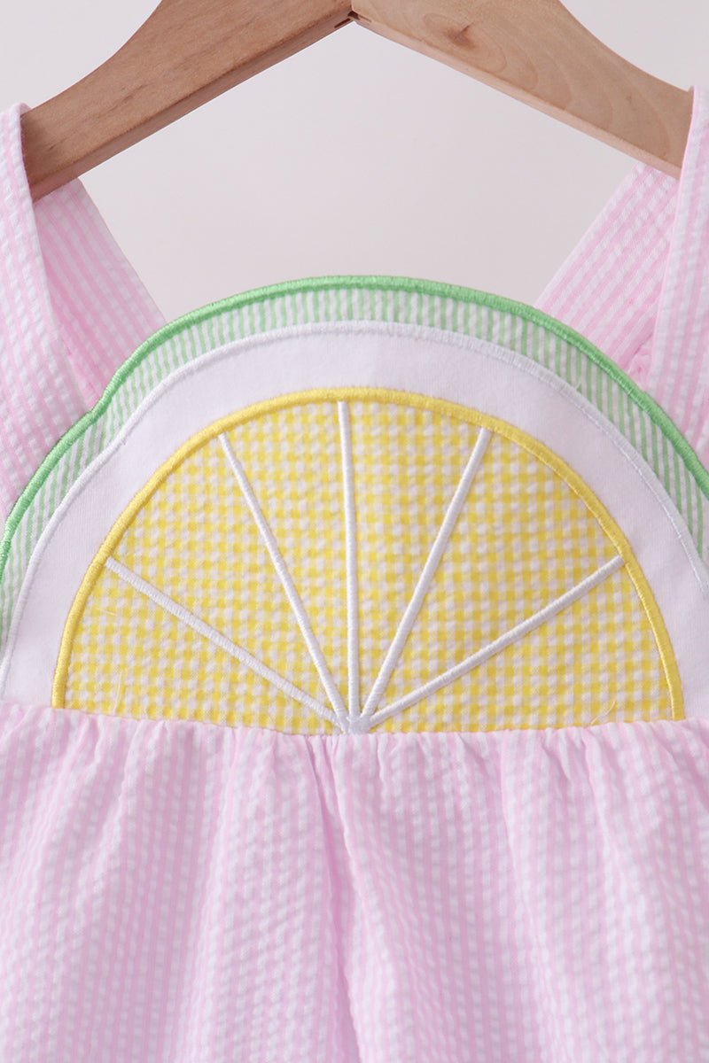 Pink lemon ruffle gingham dress - Abbies Place