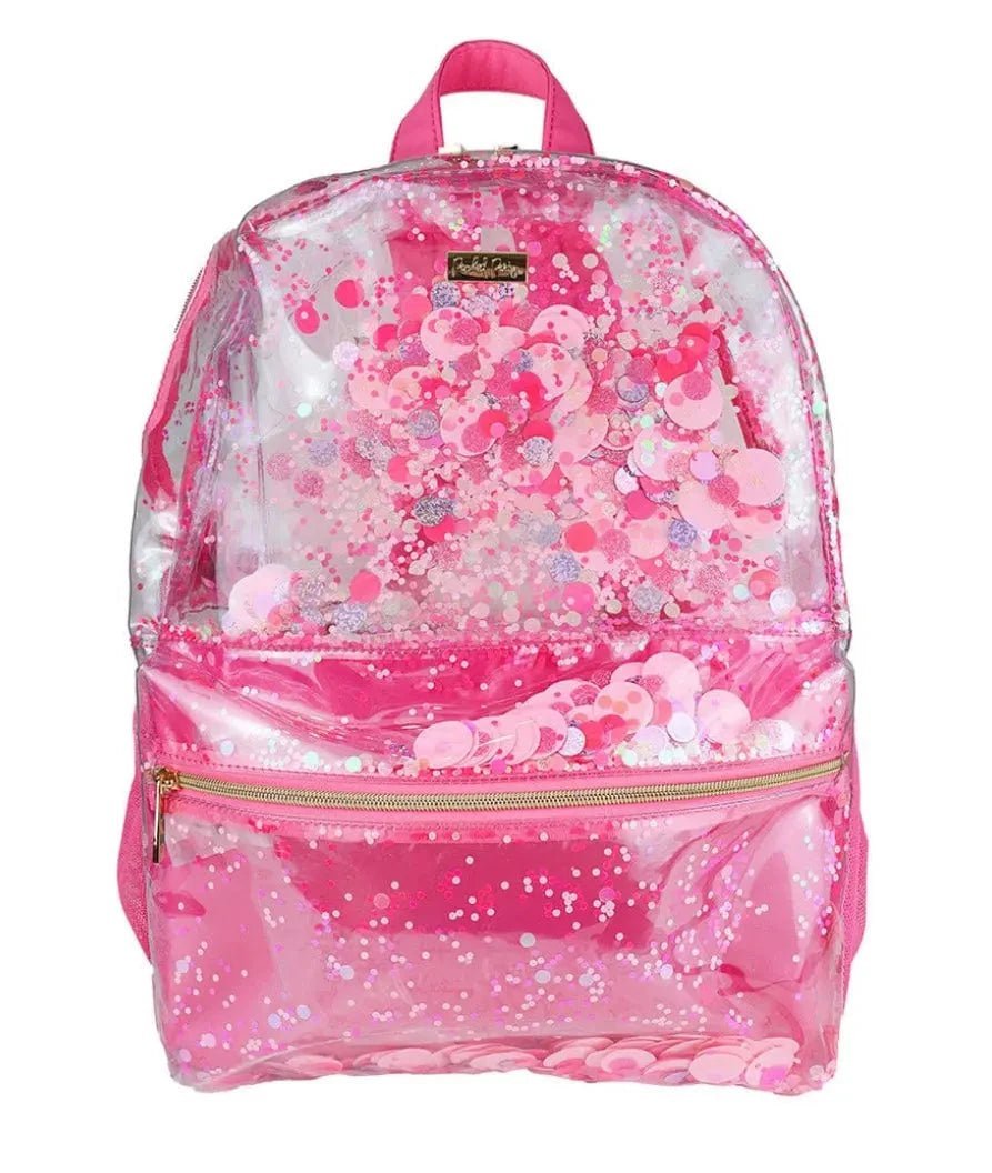 Pink Party Heavy Duty Confetti Pink Clear Backpack - Abbies Place
