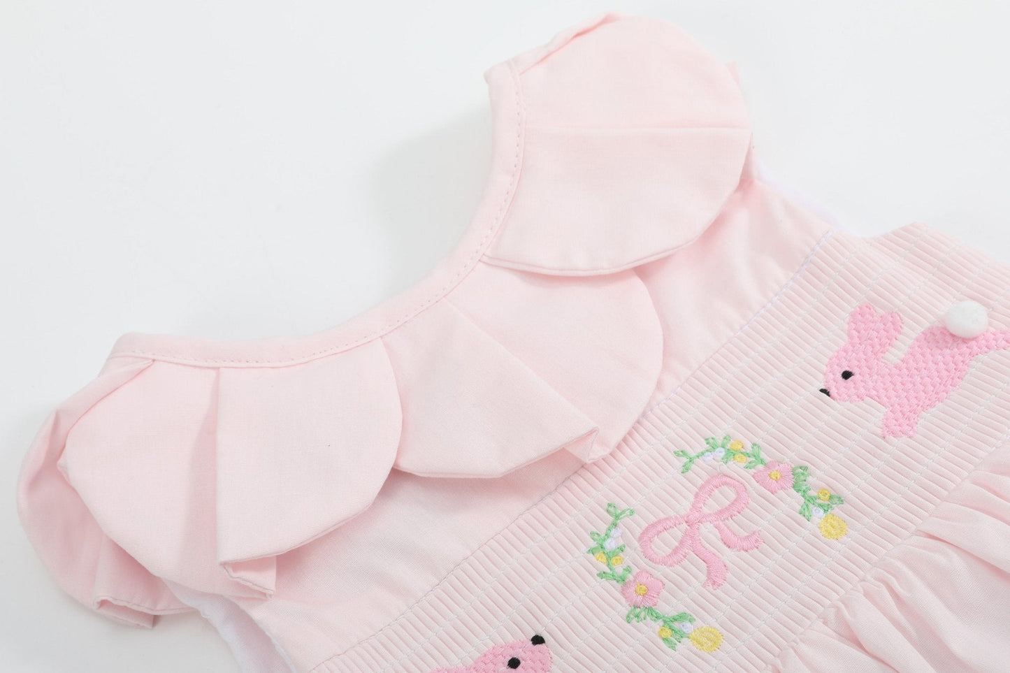 Pink Petal Collared Smocked Bubble Romper - Abbies Place