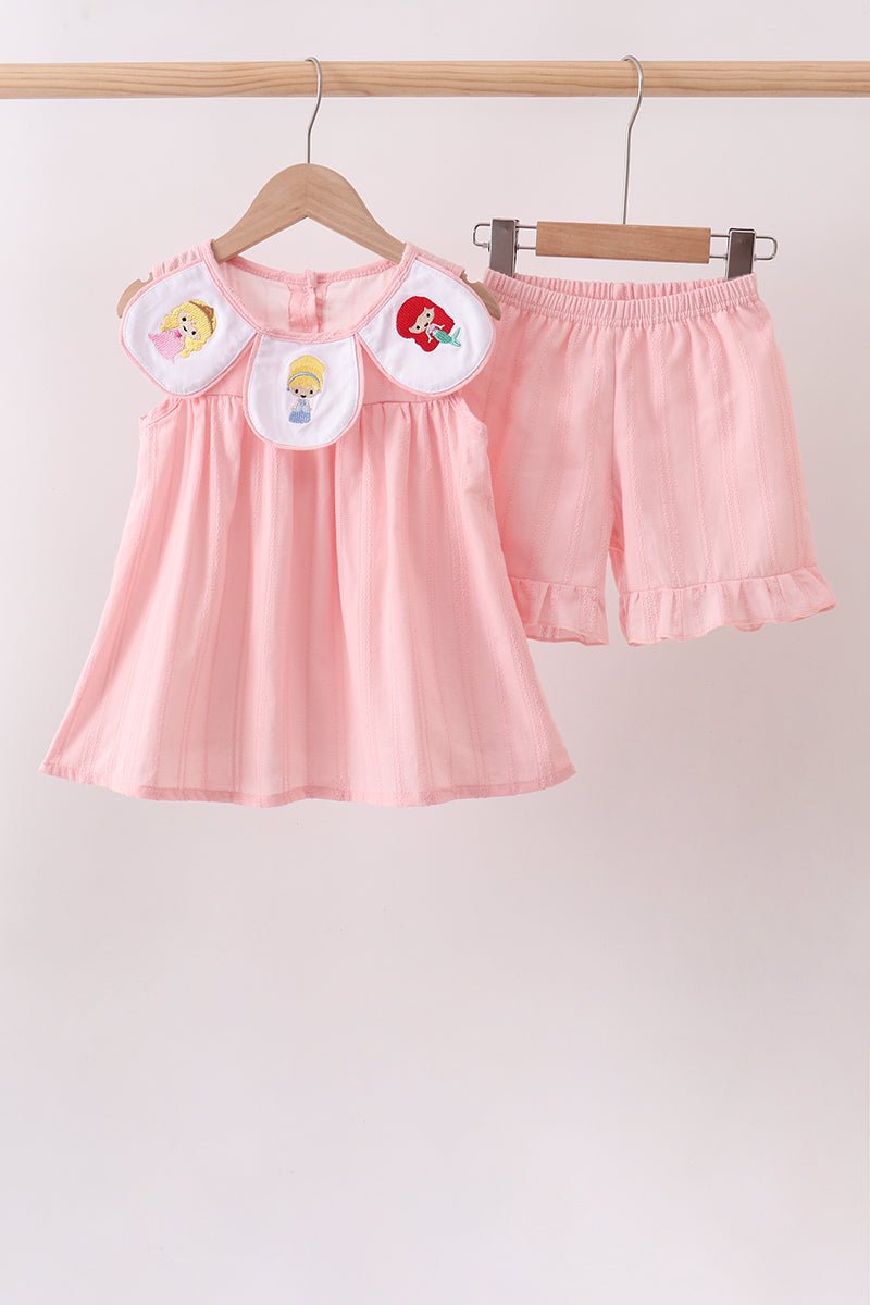 Pink Princess Embroidered Jacquard Set - Abbies Place