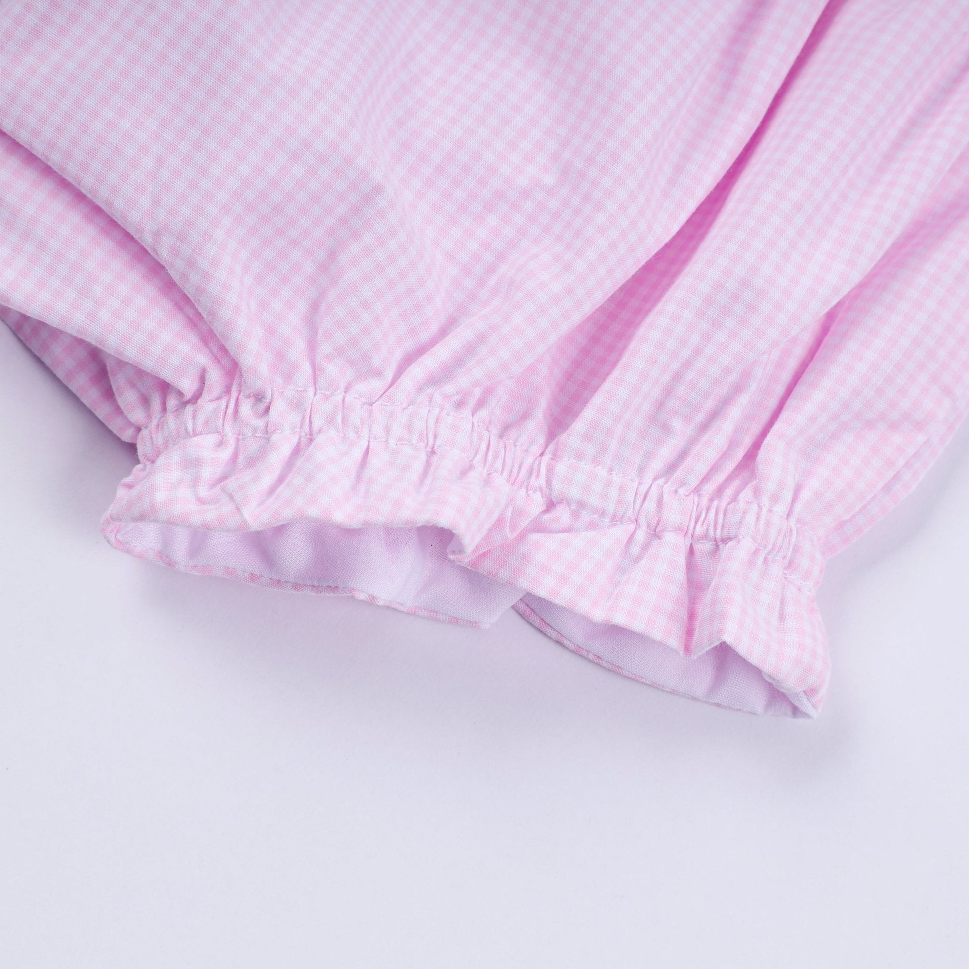 Pink princess hand smocked plaid bloomer set - Abbies Place
