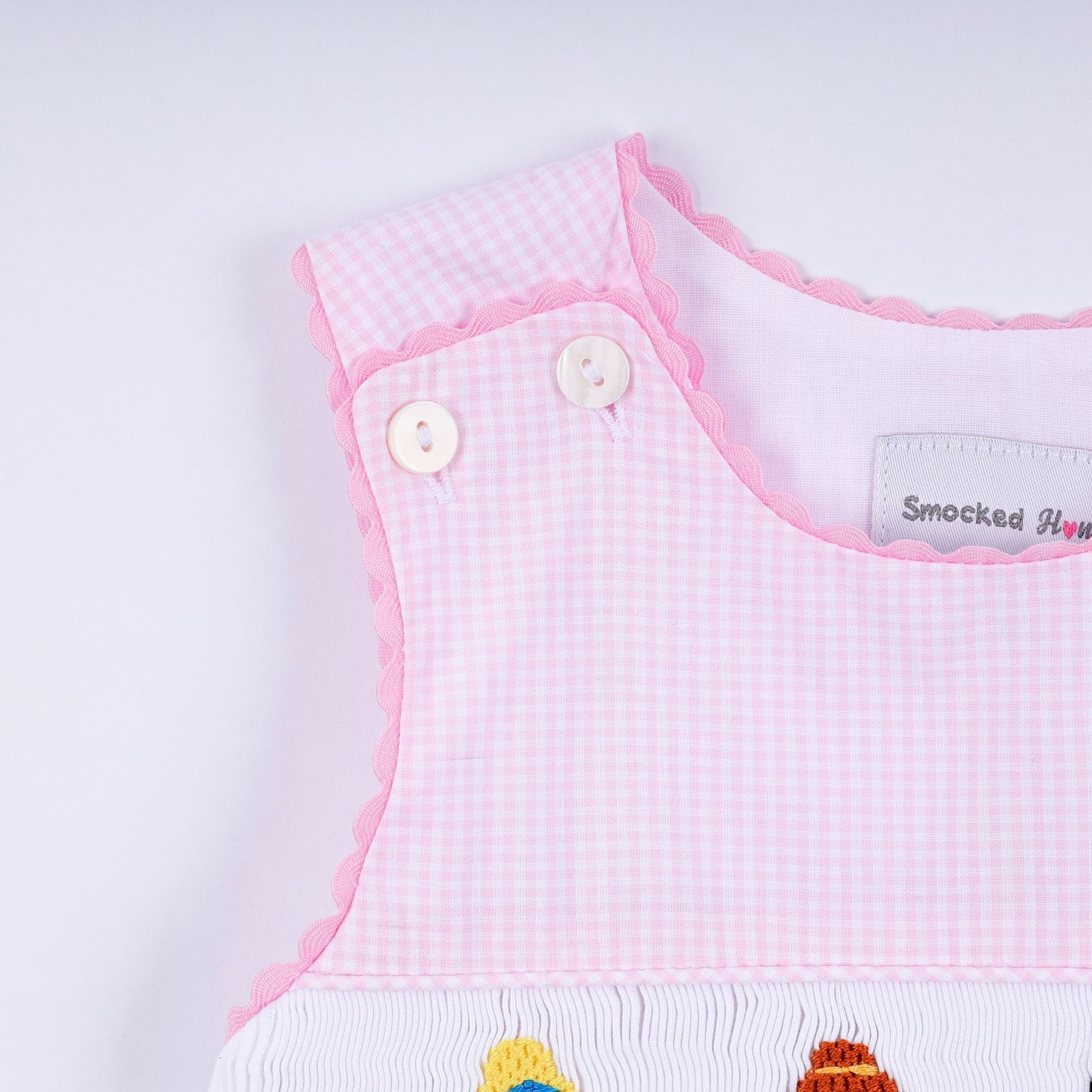 Pink princess hand smocked plaid bloomer set - Abbies Place
