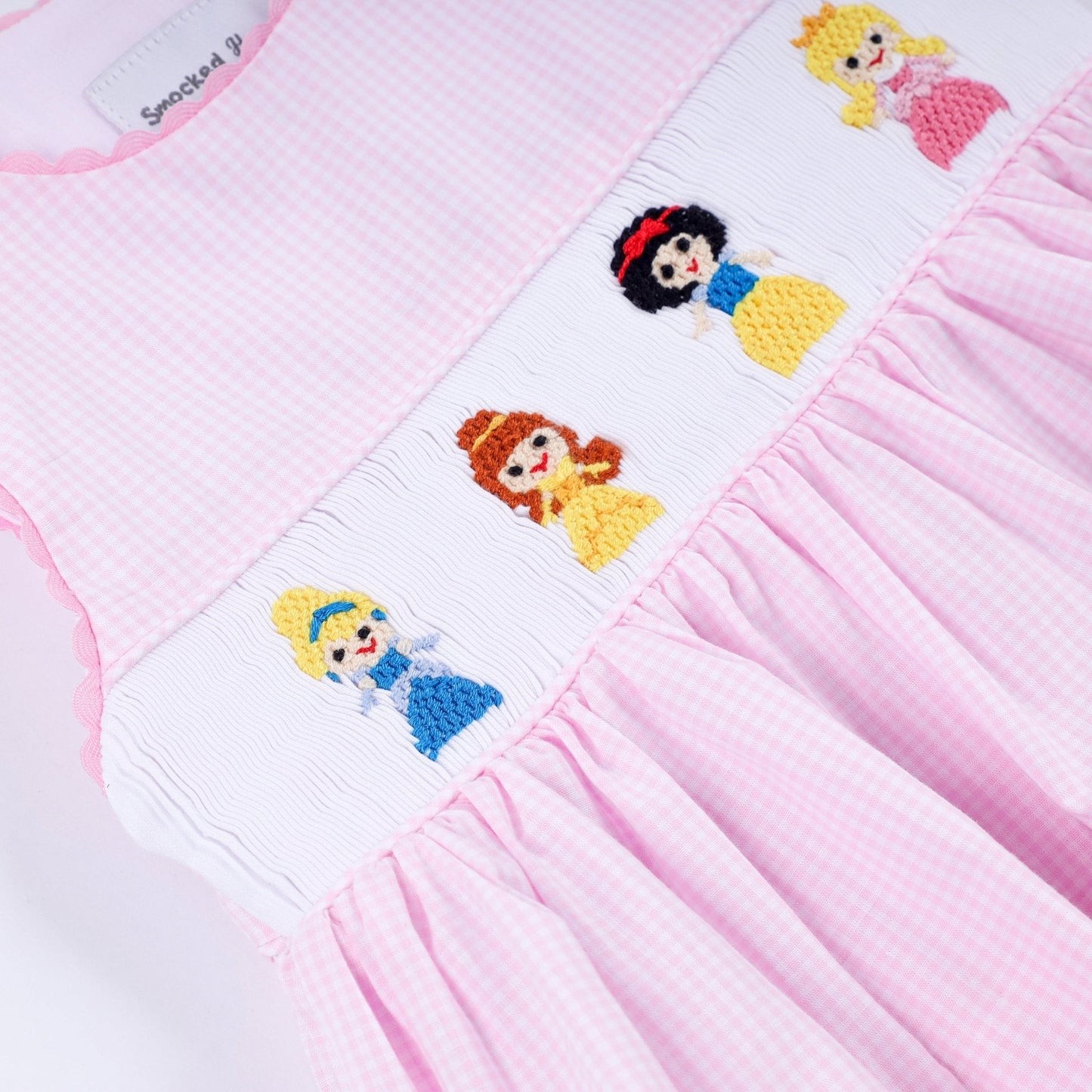 Pink princess hand smocked plaid bloomer set - Abbies Place