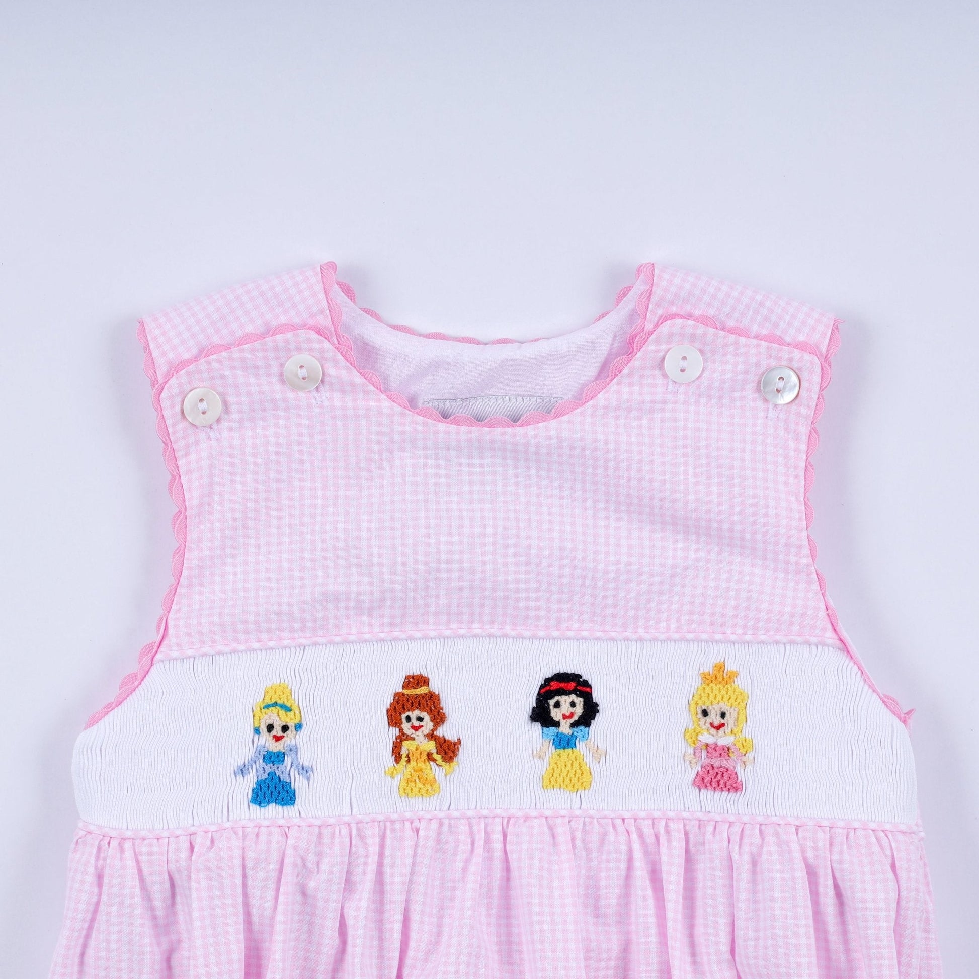 Pink princess hand smocked plaid bubble - Abbies Place